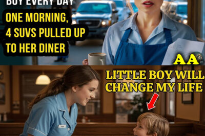 A Waitress Secretly Fed a Quiet Boy Every Day — One Morning, 4 SUVs Pulled Up to Her Diner